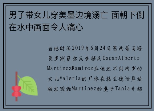 男子带女儿穿美墨边境溺亡 面朝下倒在水中画面令人痛心